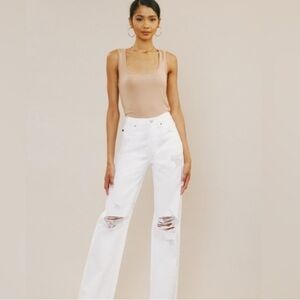 KanCan Women's White Flare Jeans